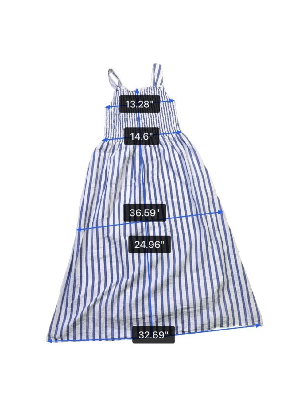 Everlane Womens White & Blue Cotton Striped Sleeveless Maxi Dress Organic Size S - Picture 6 of 6